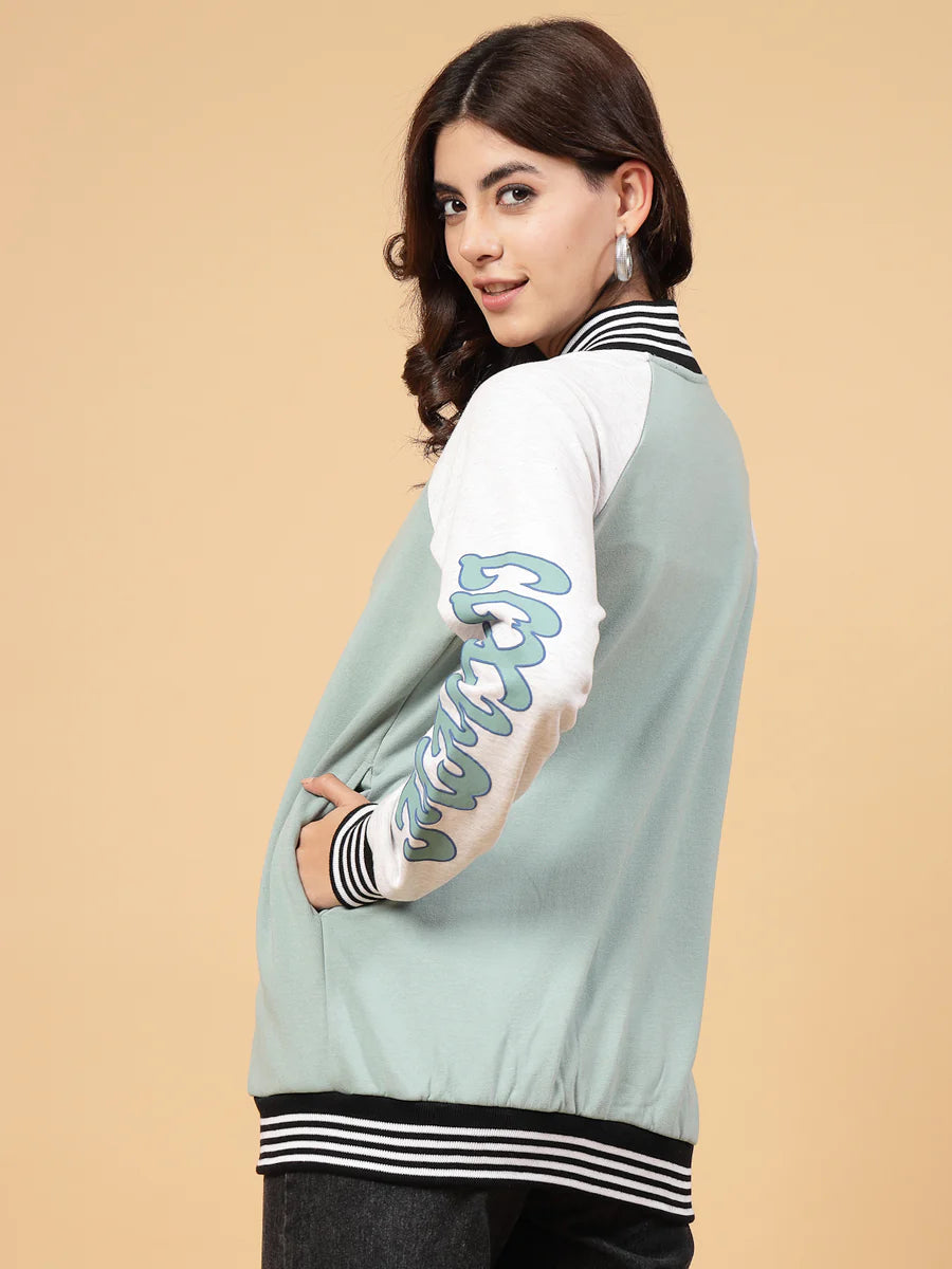 Women Green Colourblock Sweatshirt