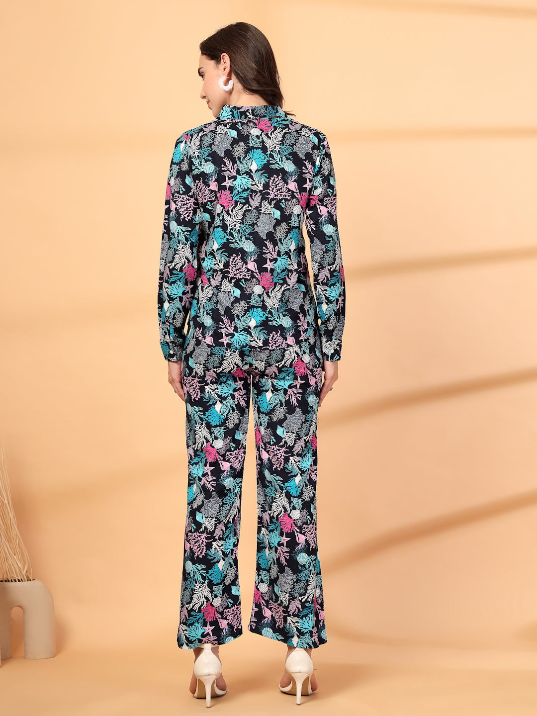 Women Navy Blue Floral Print Co-ords