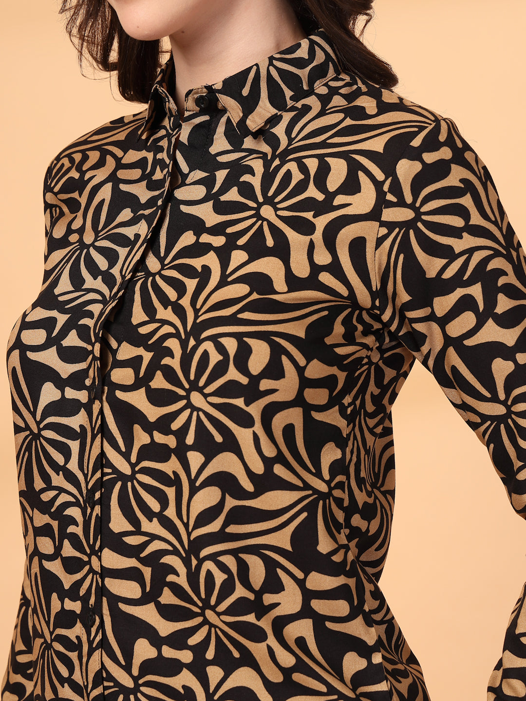 Women Brown Abstract Print Co-ords