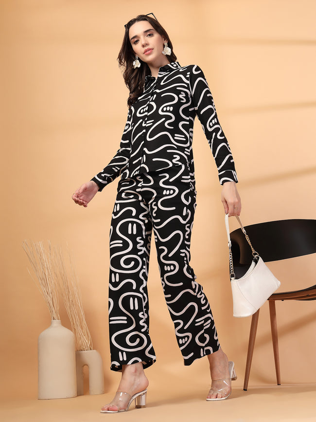 Women Black Printed Co-ords