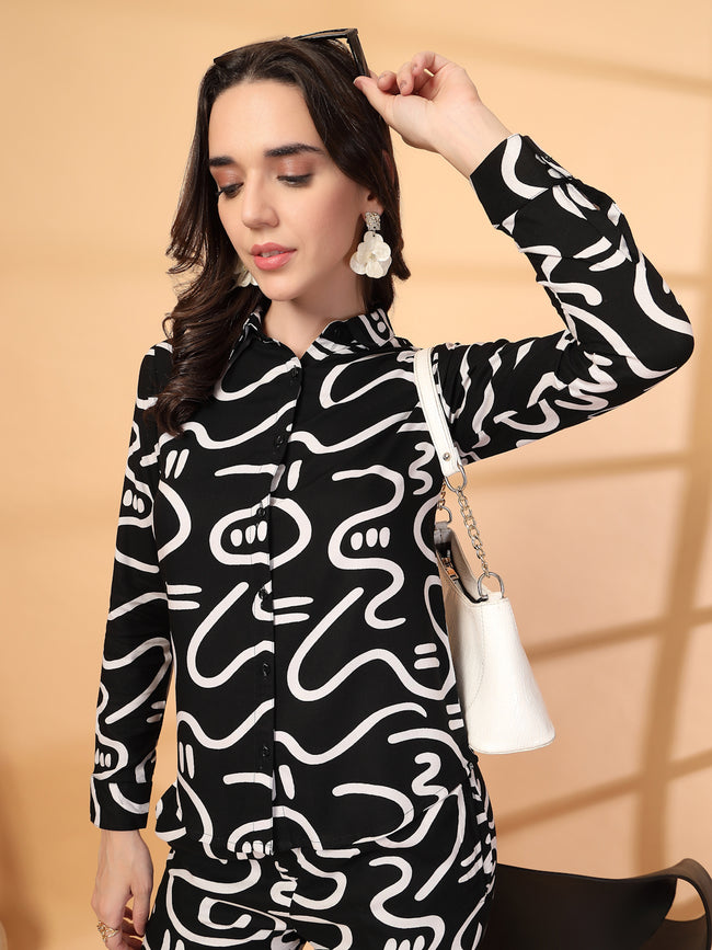 Women Black Printed Co-ords