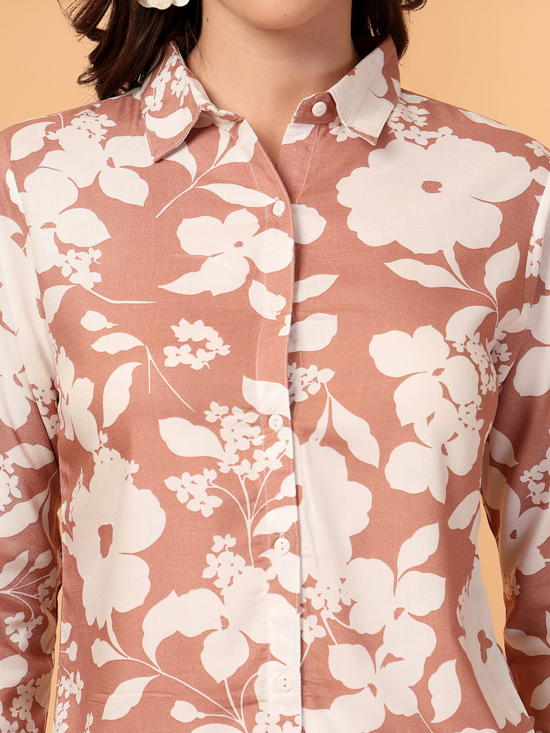 Women Peach Floral Print Co-ords