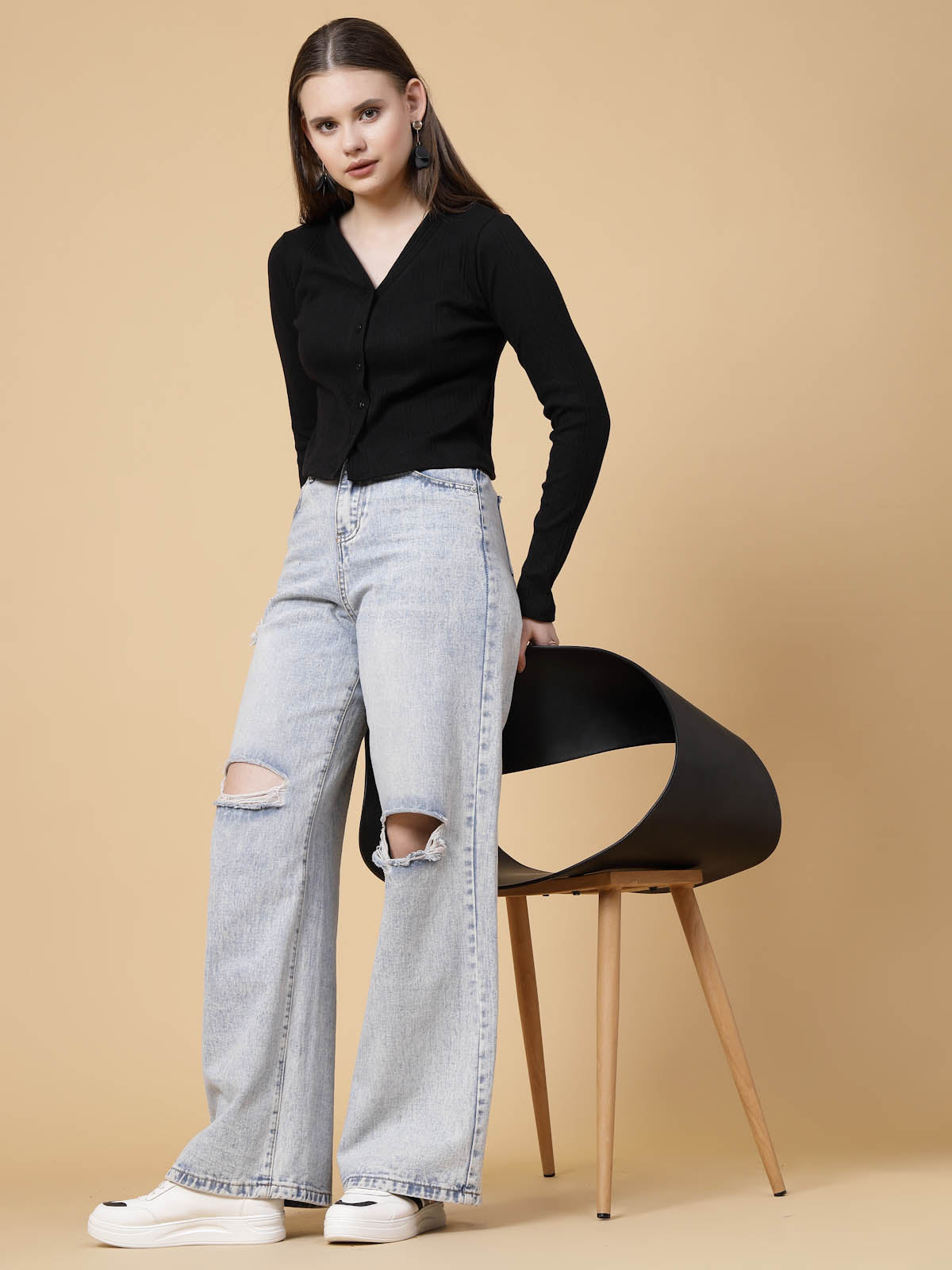 Women Black Crop Top