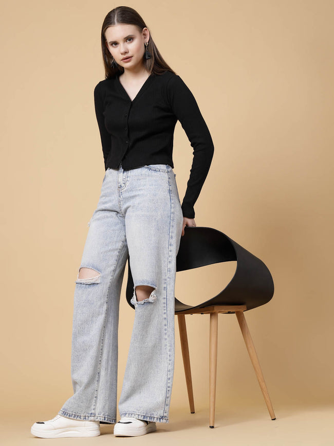 Women Black Crop Top