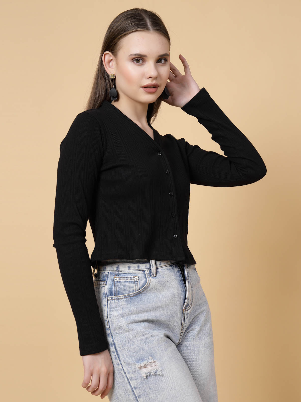 Women Black Crop Top