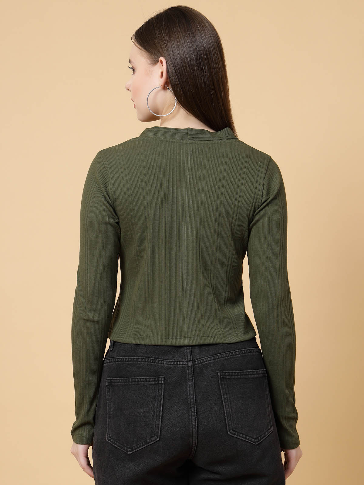 Women Olive Crop Top