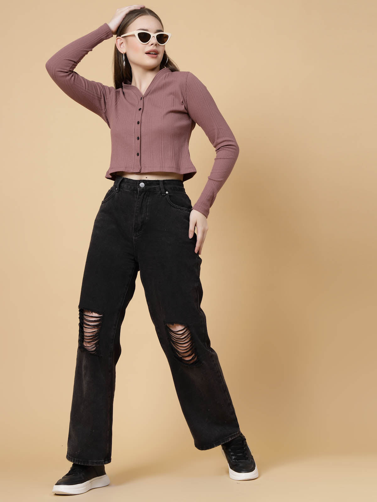 Women Mauve Crop Top