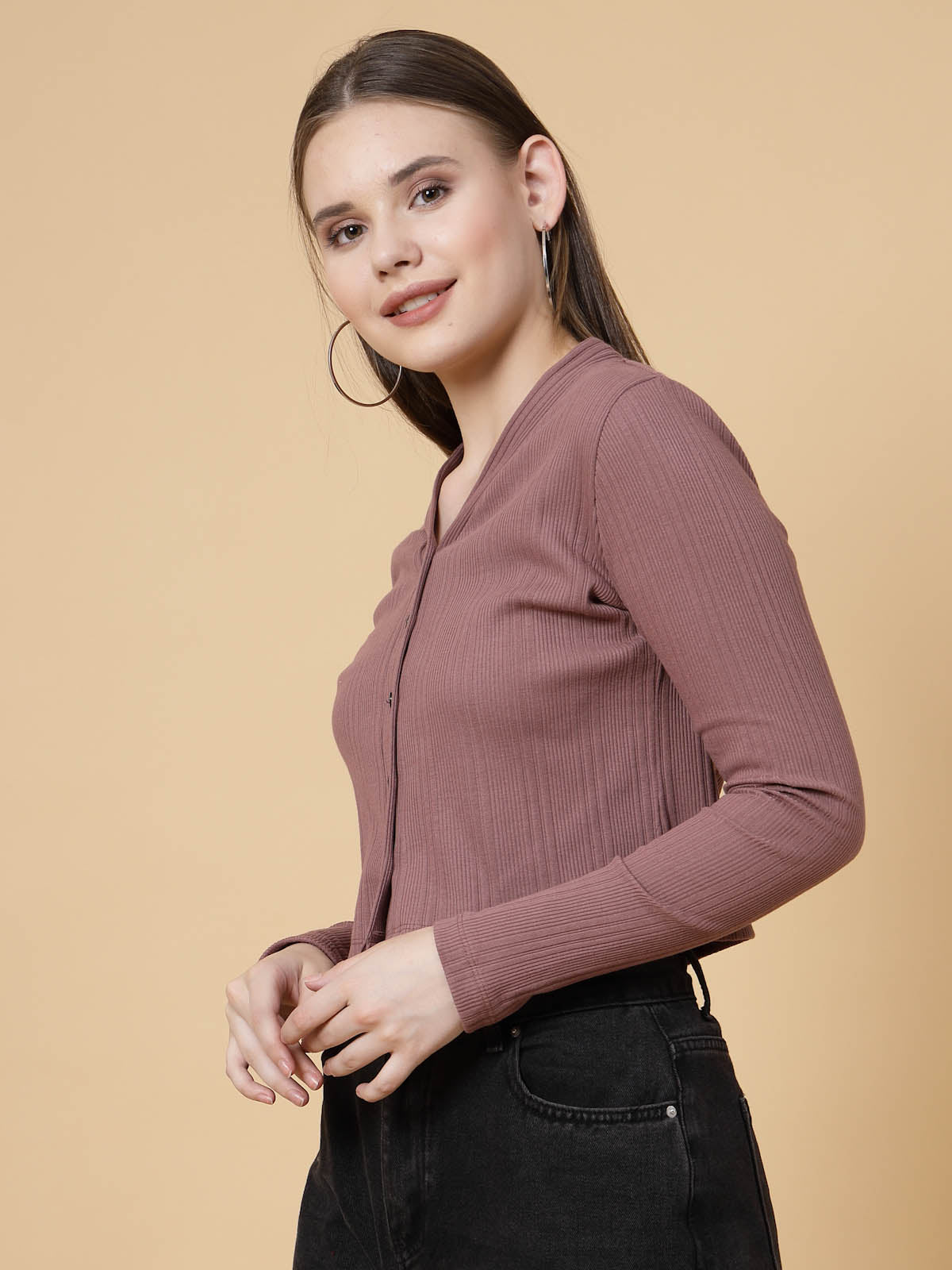 Women Mauve Crop Top