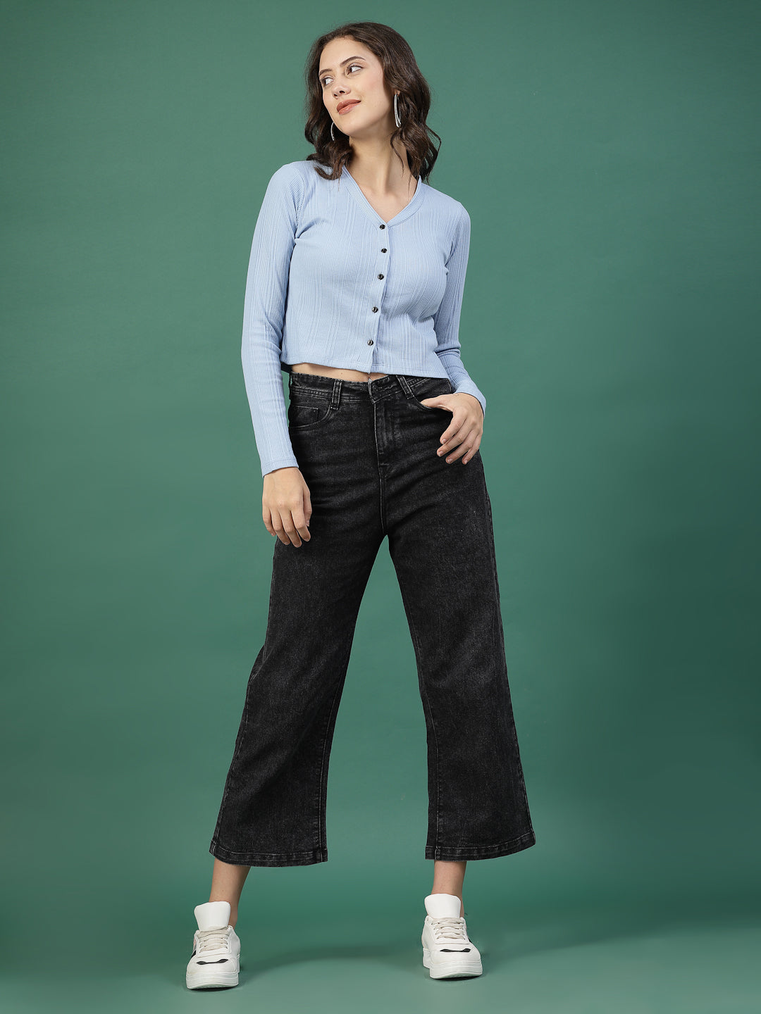 Women Blue Crop Top