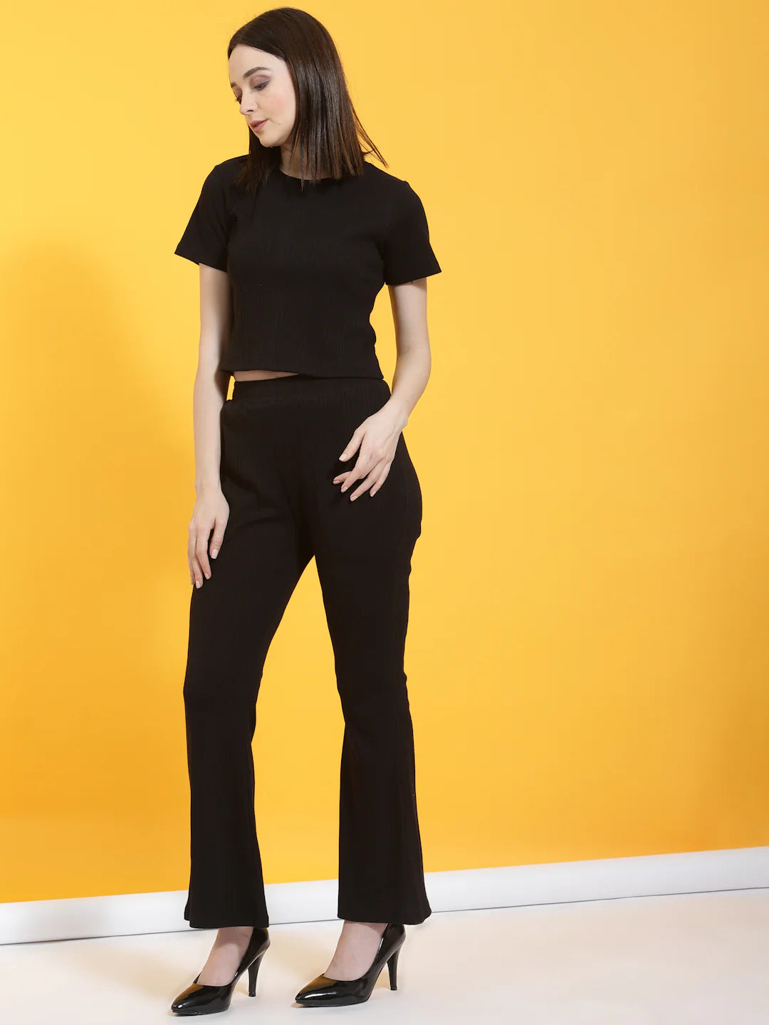 Women Black Textured co-ords
