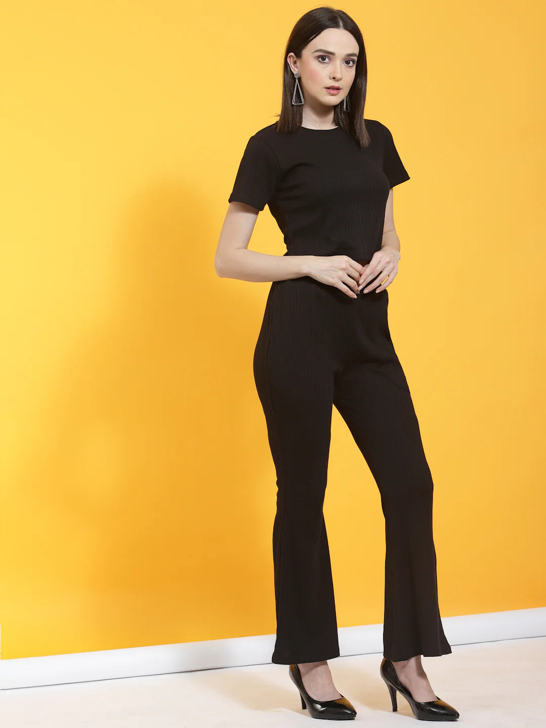 Women Black Textured co-ords