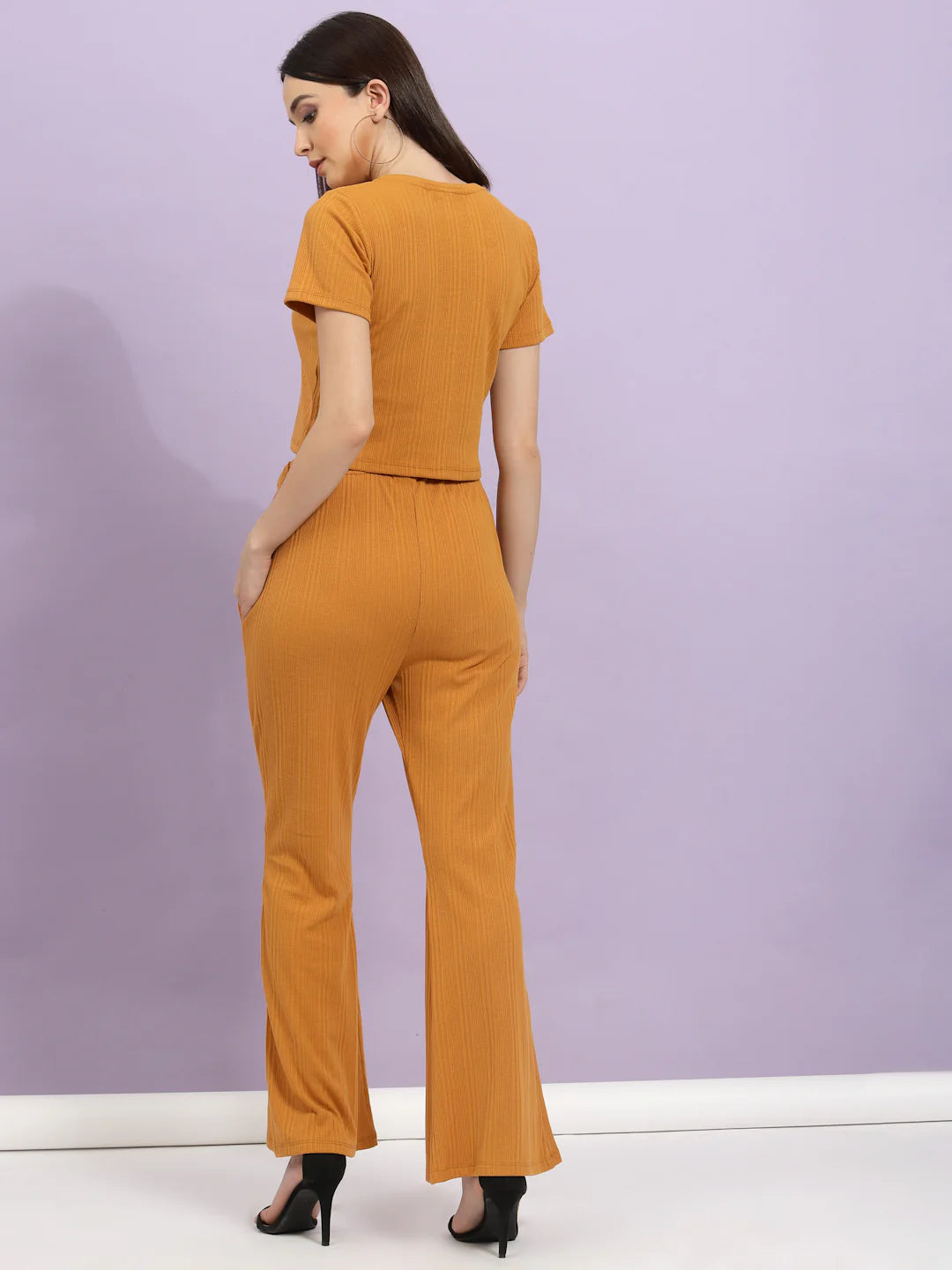 Women Brown Textured co-ords