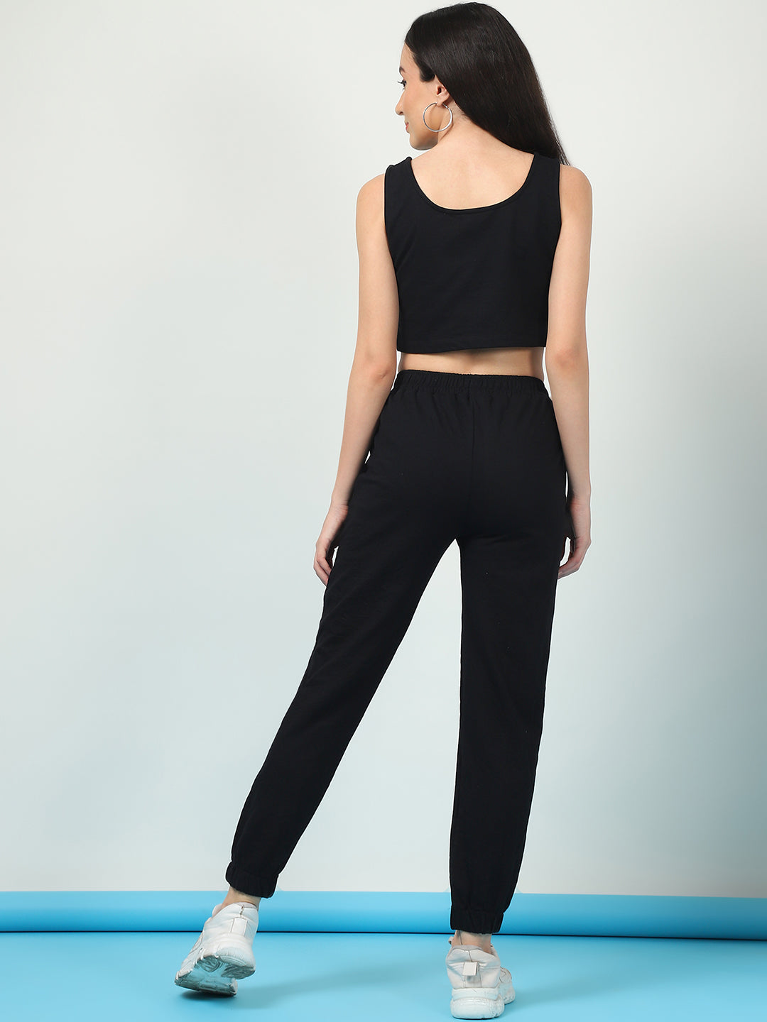 Women Black Terry Co-ord