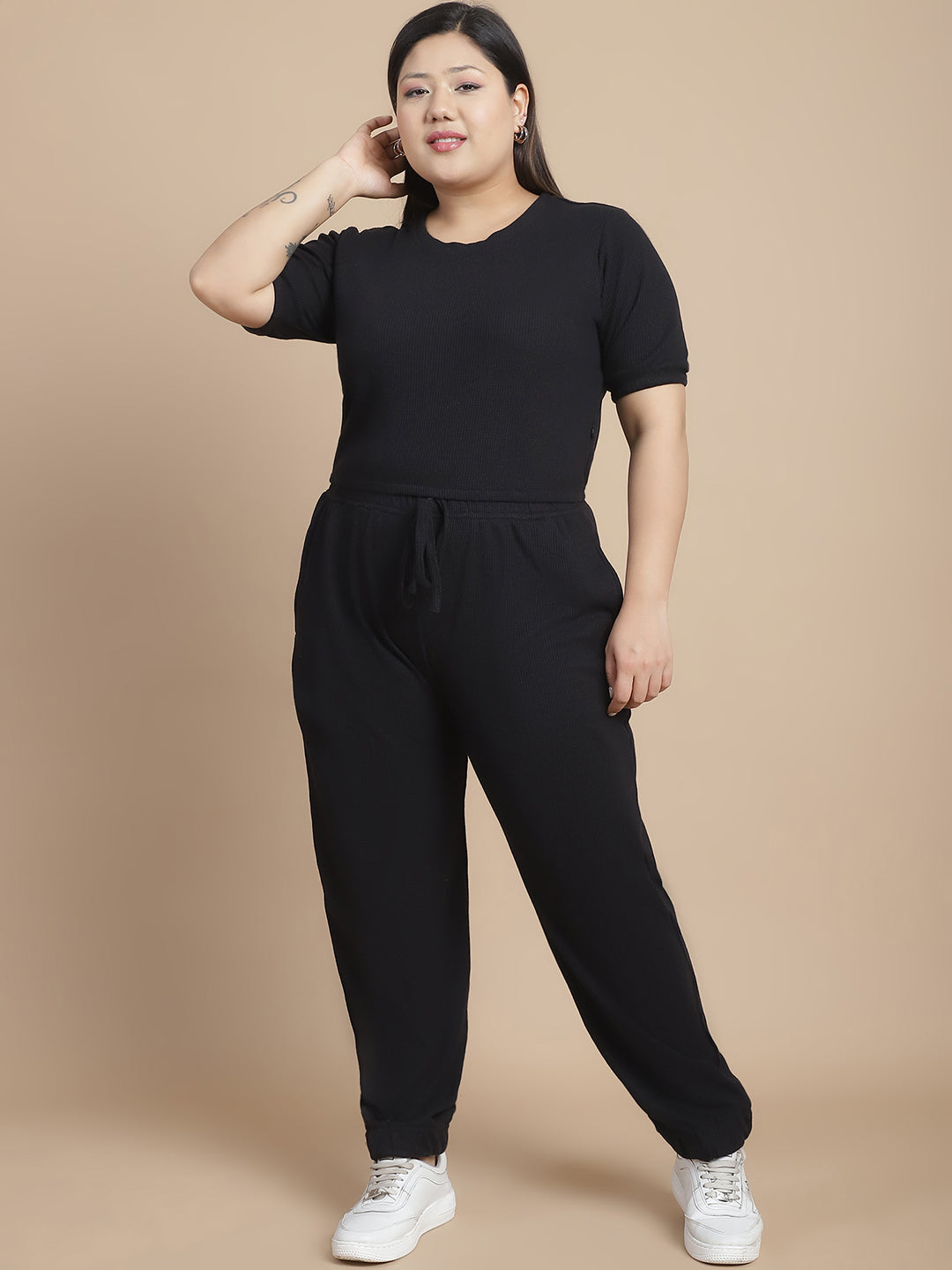 Women Black Textured co-ords