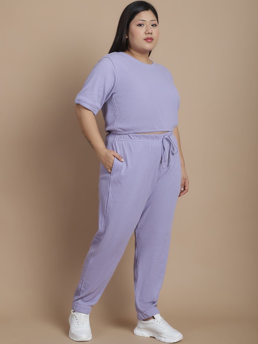 Women Purple Textured co-ords