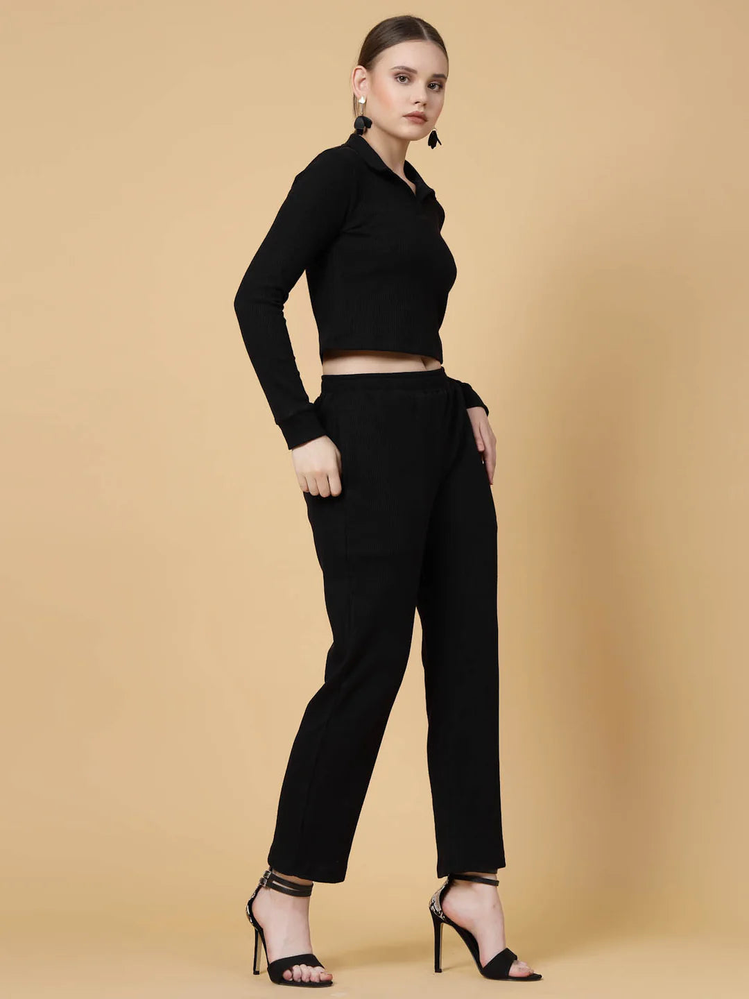Women Black Textured co-ords