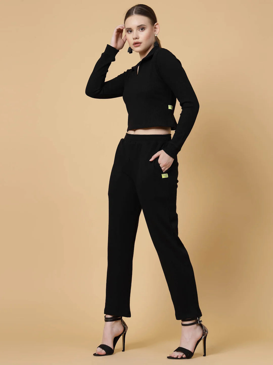 Women Black Textured co-ords