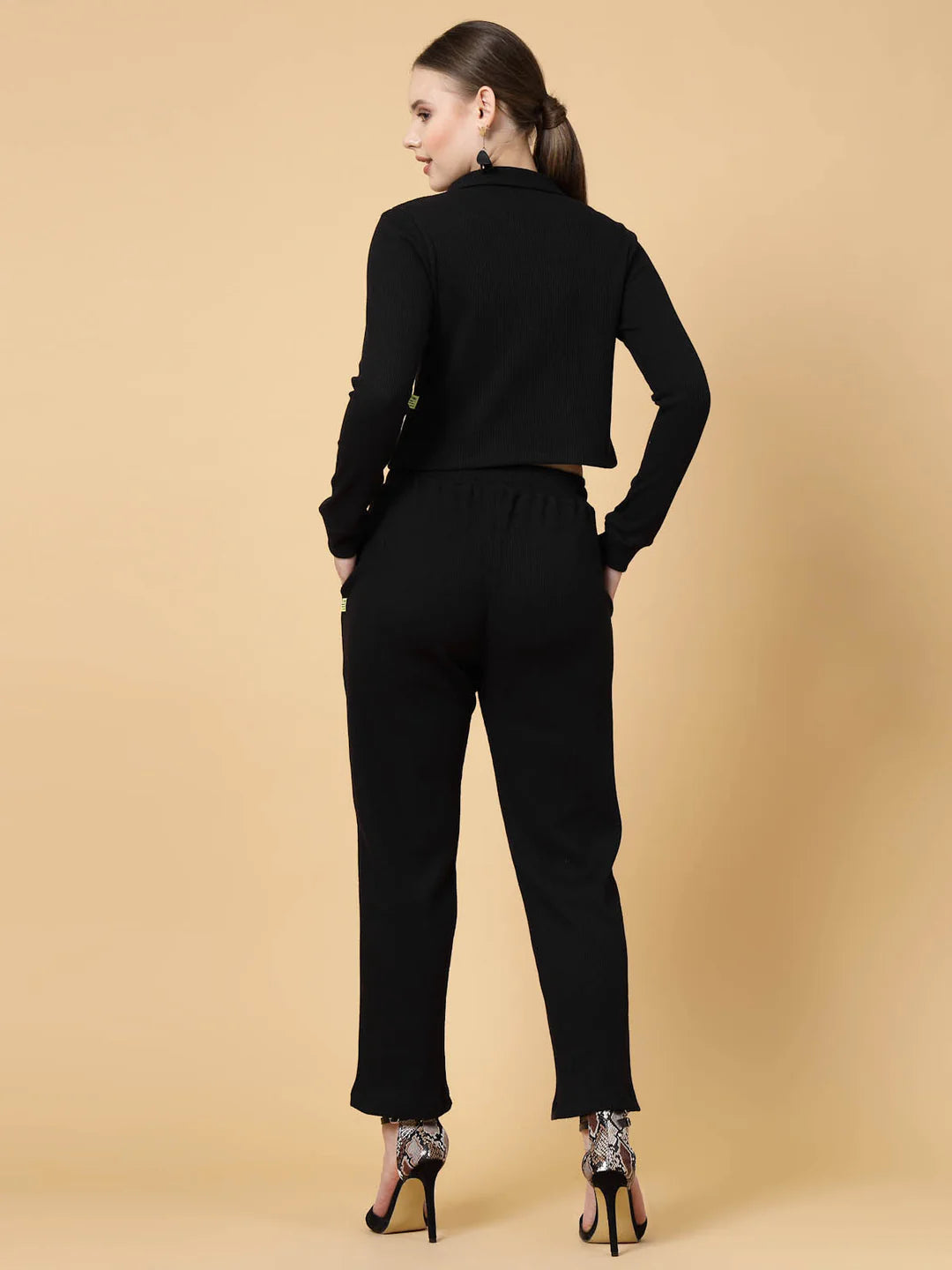 Women Black Textured co-ords