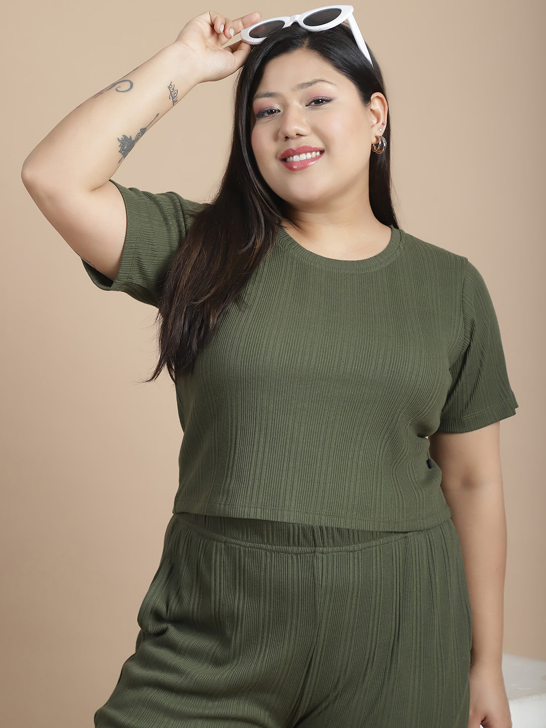 Women Green Slim Fit co-ords