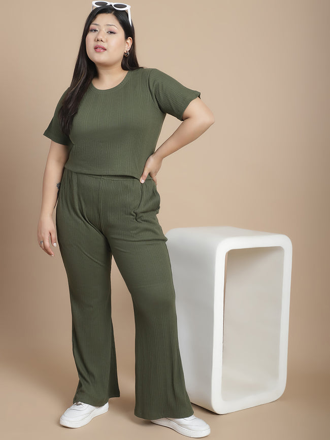 Women Green Slim Fit co-ords
