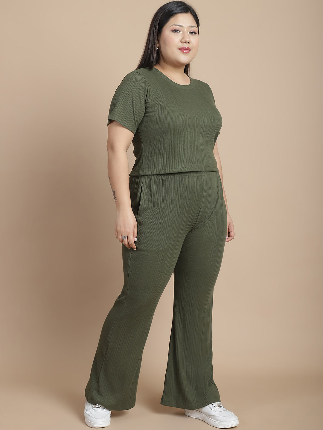 Women Green Slim Fit co-ords