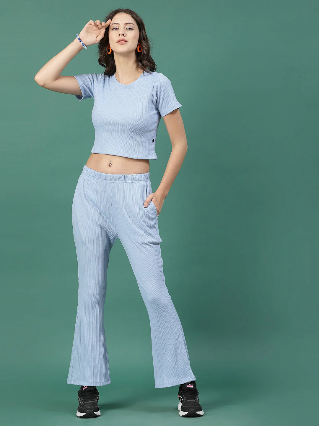 Women Blue Slim Fit co-ords