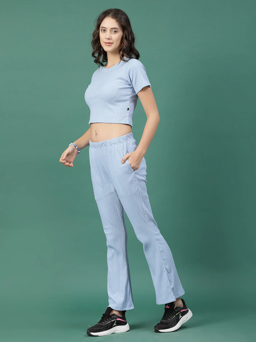Women Blue Slim Fit co-ords