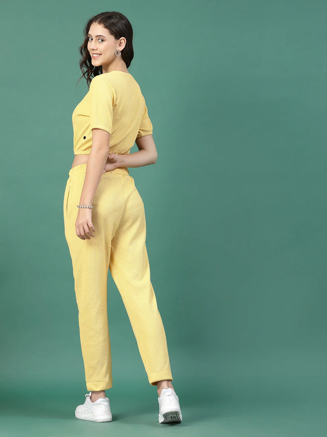 Women Yellow Slim Fit co-ords