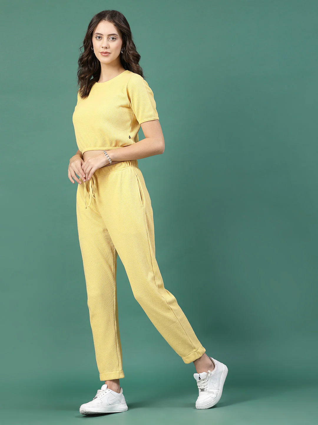 Women Yellow Slim Fit co-ords