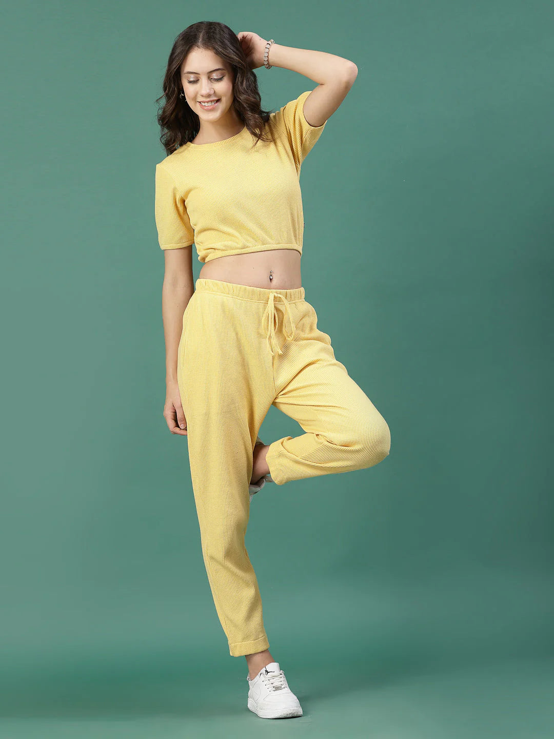 Women Yellow Slim Fit co-ords