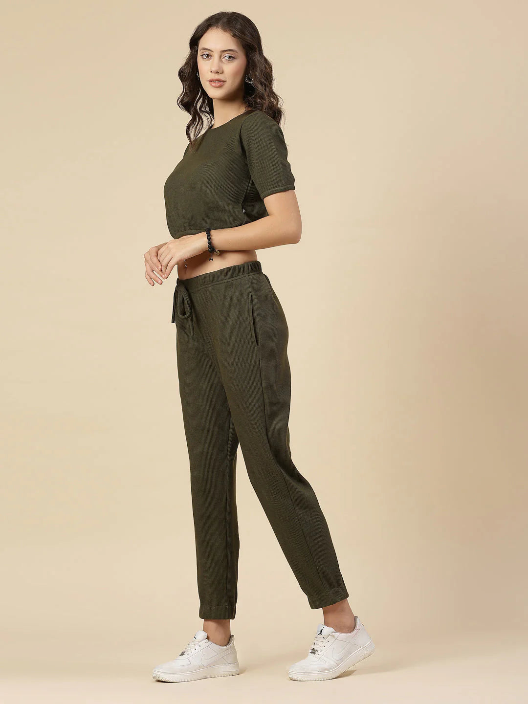 Women Olive Textured co-ords