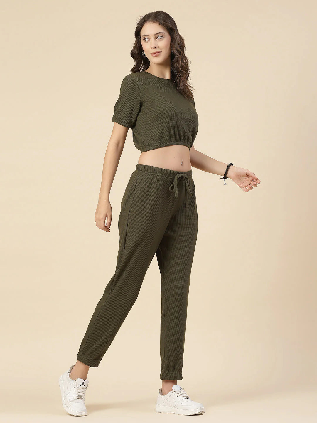 Women Olive Textured co-ords