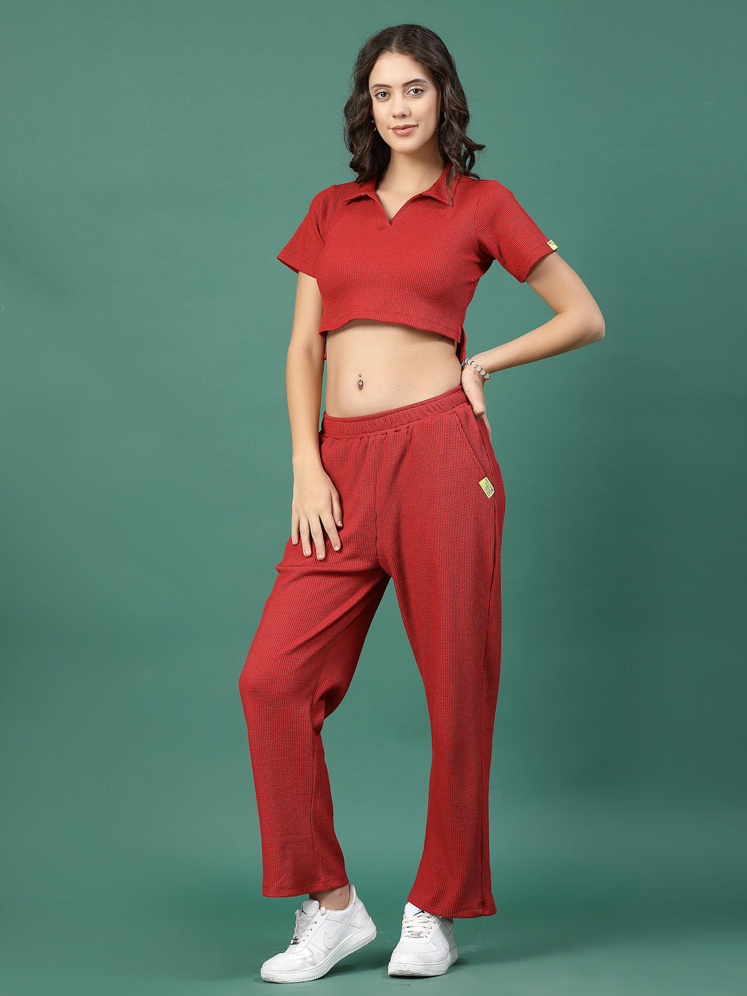 Women Maroon Regular Fit co-ords