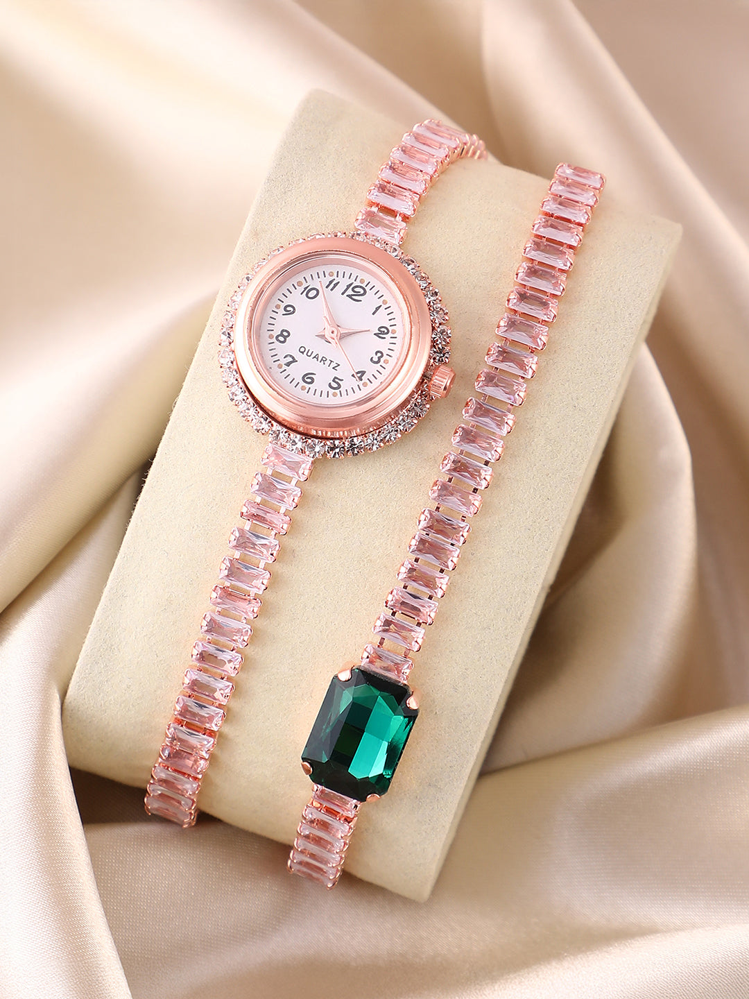 The Crystalized Wrap Round Watch - Rose Gold