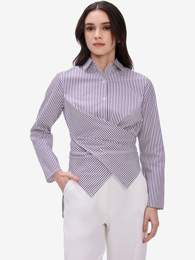 Women Purple Tie-Up Wrap Shirt