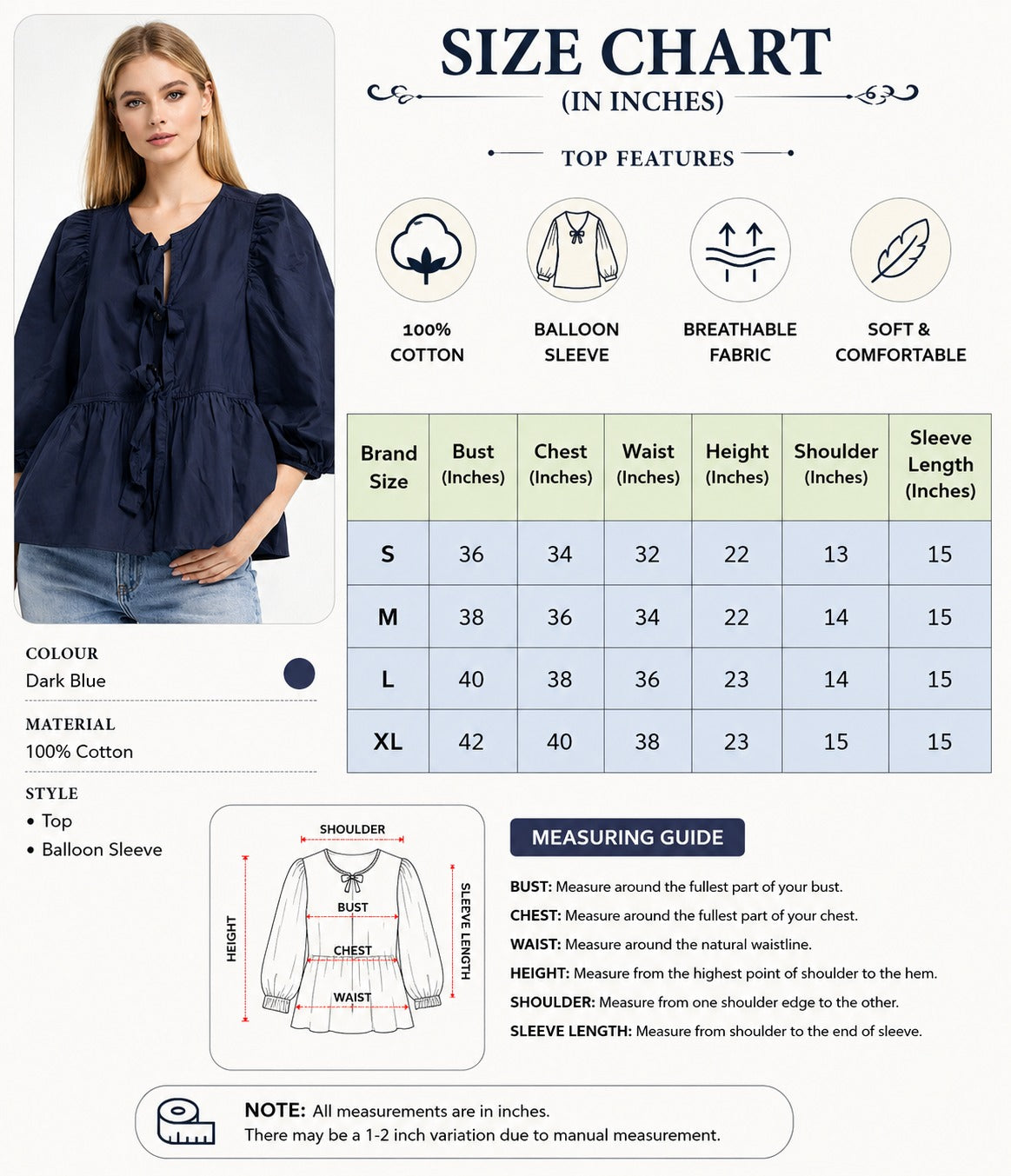 Women Blue Peplum Top