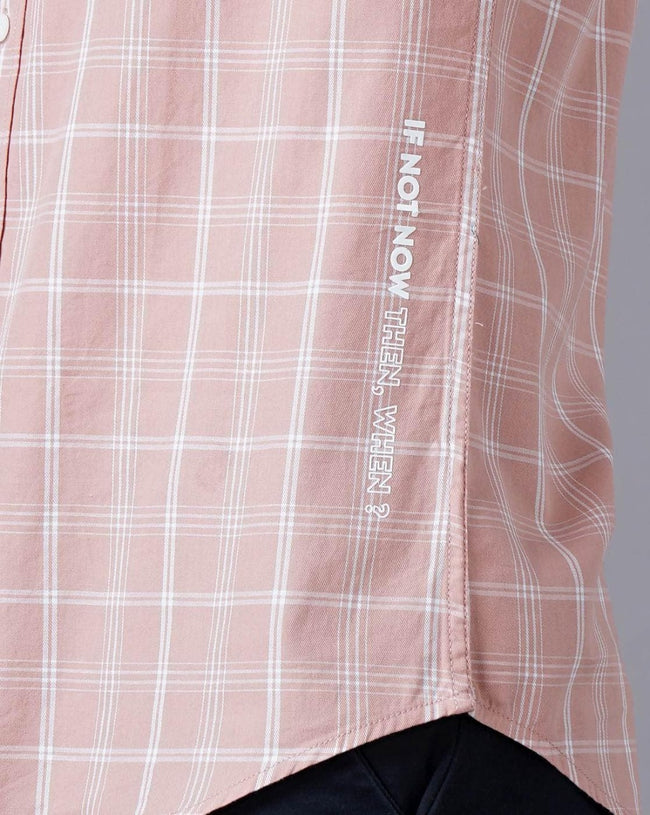 Men Orange Cotton Slim Shirt