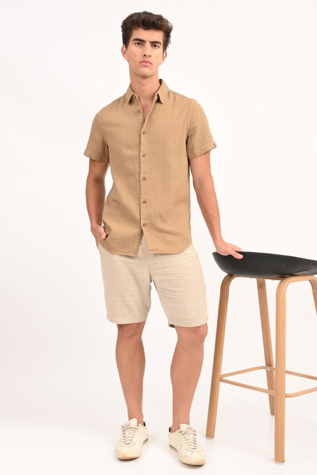 Mens Wendy Mustard Structured Solid Shirt