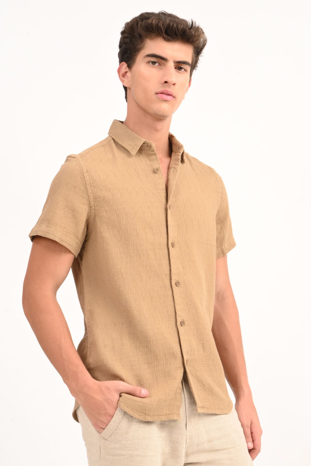 Mens Wendy Mustard Structured Solid Shirt
