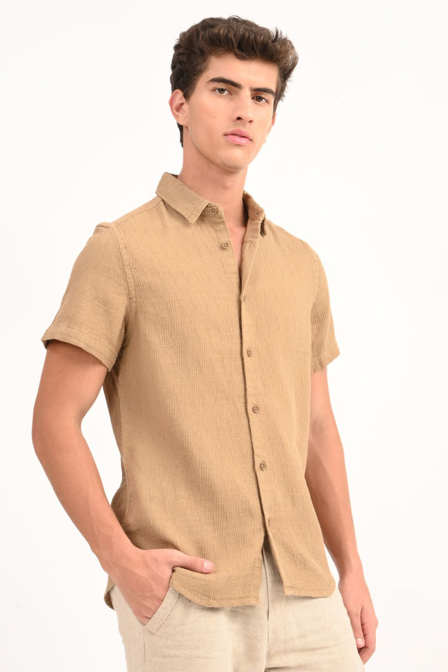Mens Wendy Mustard Structured Solid Shirt