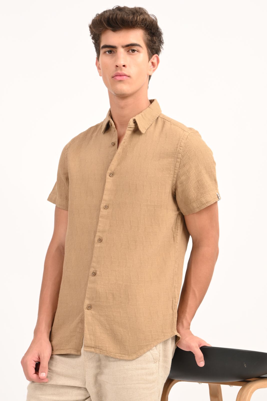 Mens Wendy Mustard Structured Solid Shirt
