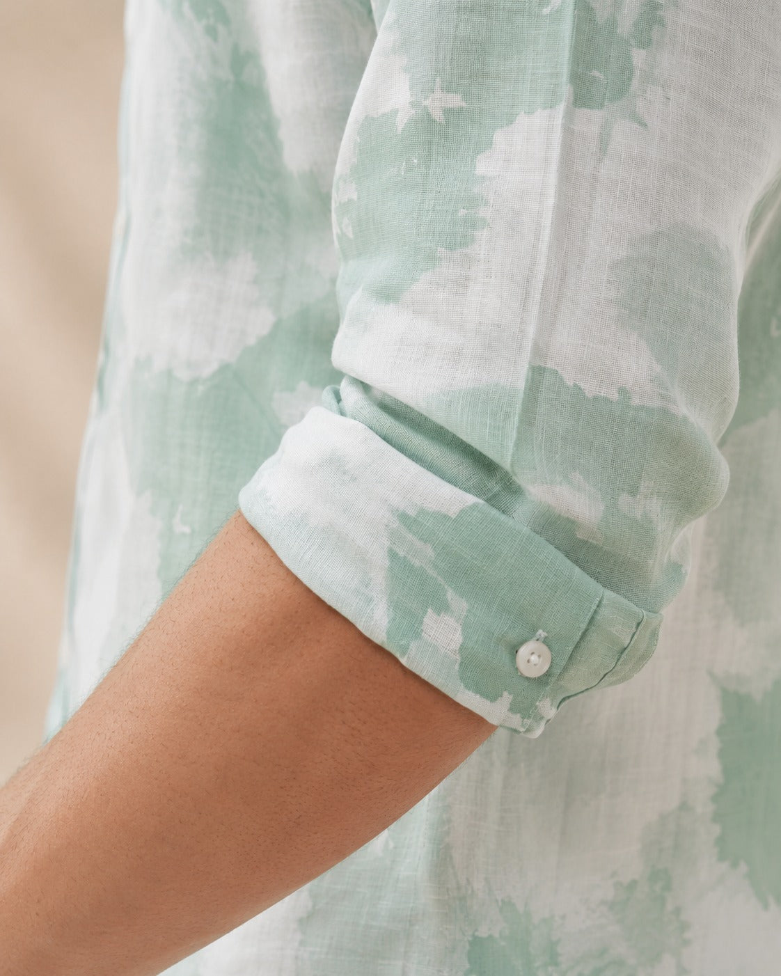 Men Green Watercolor Print Shirt