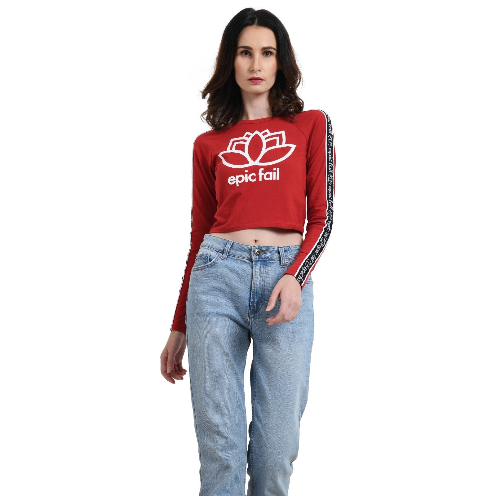 Women Red Crop Printed Top