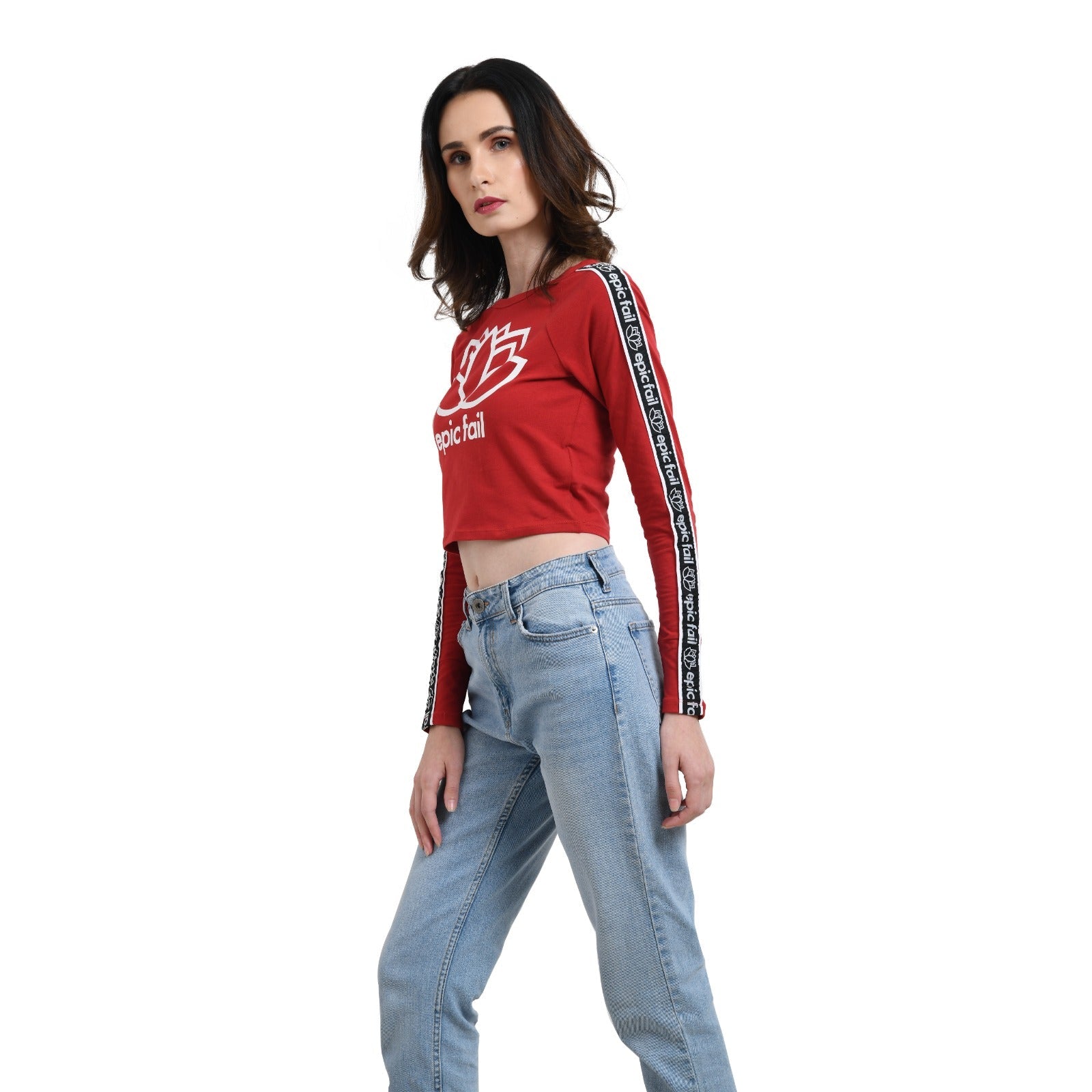 Women Red Crop Printed Top