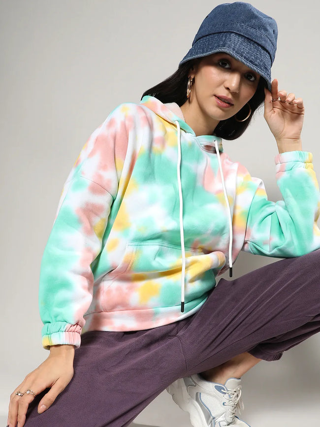 Women Multi Tie-Dye Oversized Pullover Hoodie