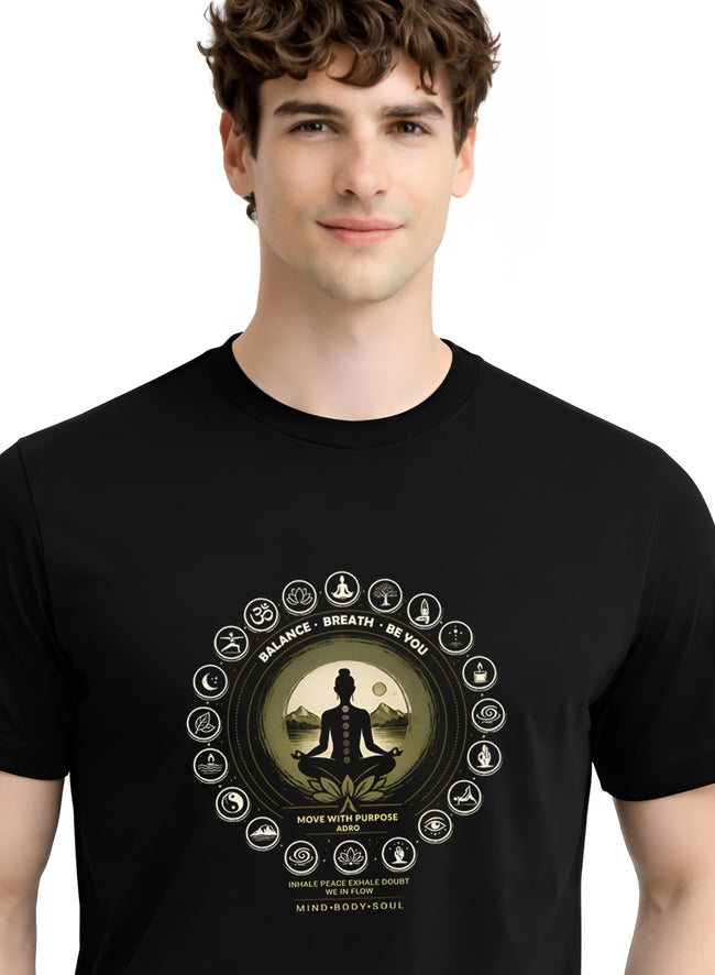 Men Black Printed Casual T-Shirt