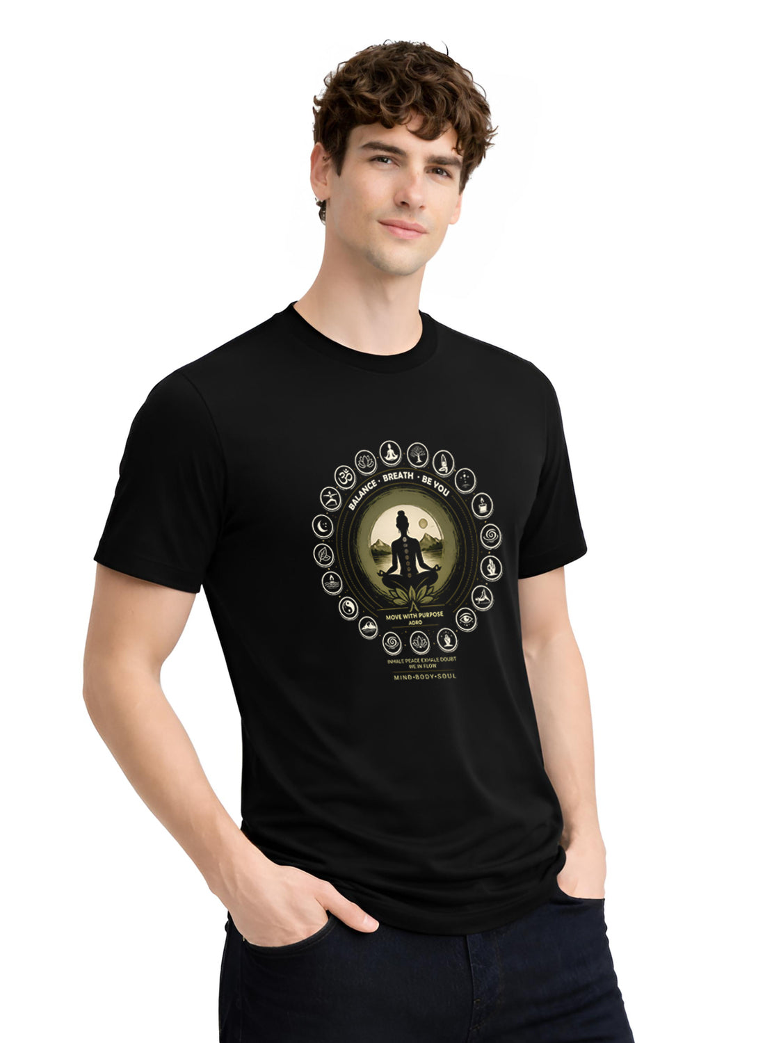 Men Black Printed Casual T-Shirt