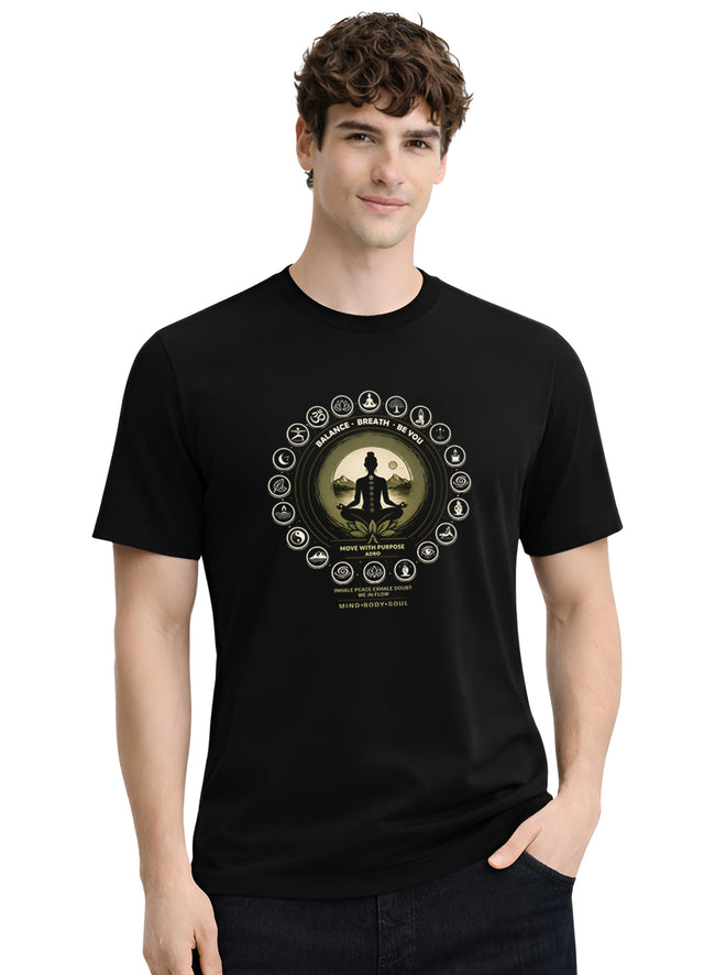 Men Black Printed Casual T-Shirt
