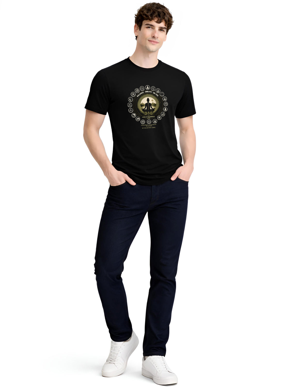Men Black Printed Casual T-Shirt