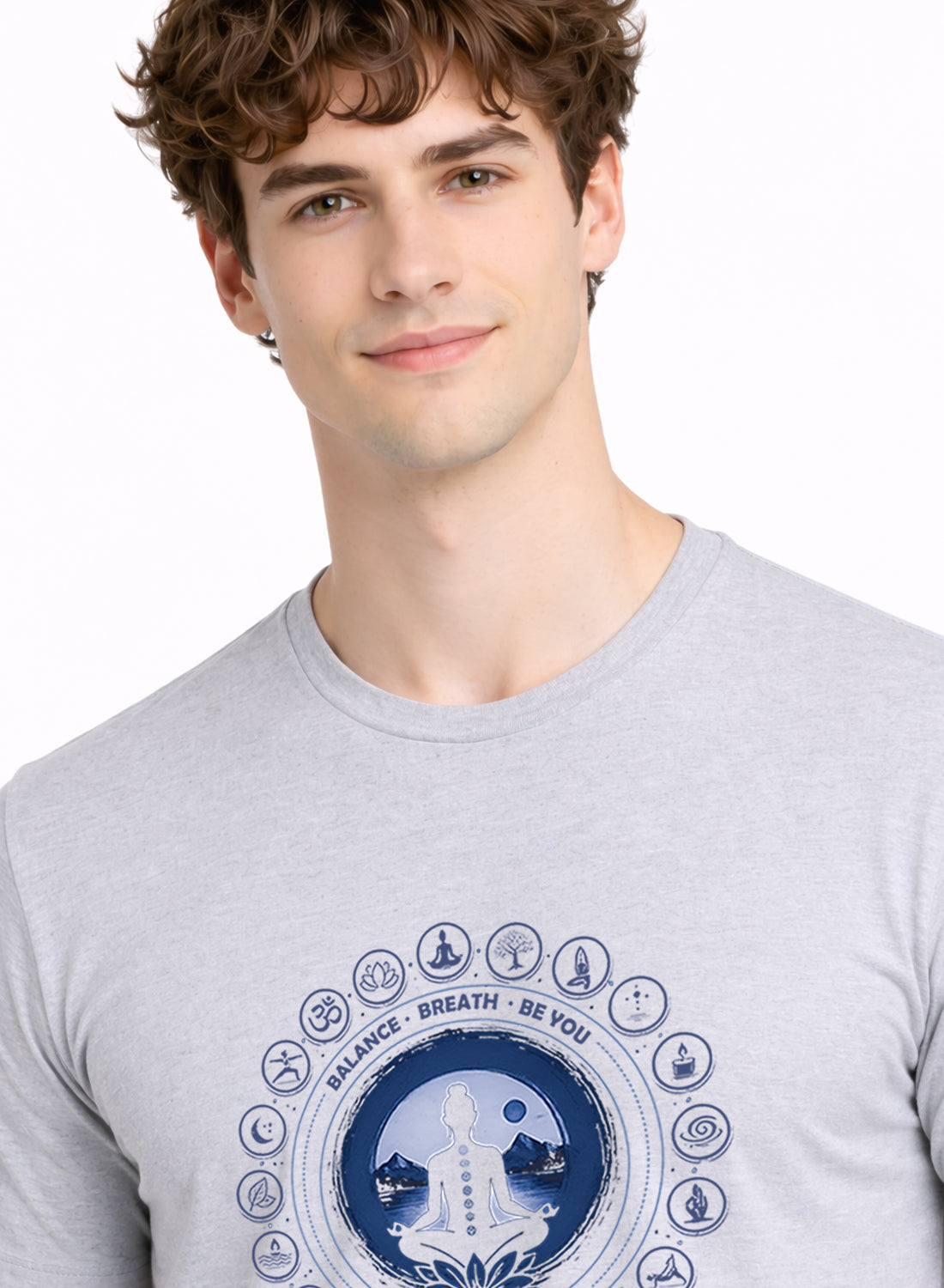 Men Grey Printed Casual T-Shirt